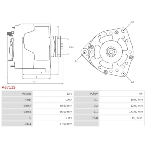 A6711S AS-PL - 1.ALTERNATOR — zdjęcie 2 z 9