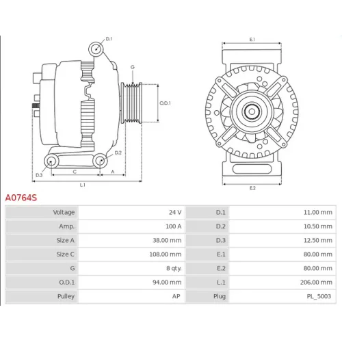 A0764S AS-PL - 1.ALTERNATOR — zdjęcie 2 z 8