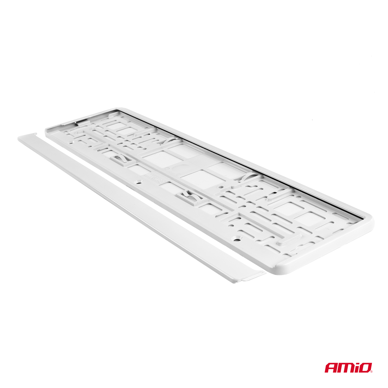 Ramka tablicy rejestracyjnej metalizowana biała AMIO-71780BI