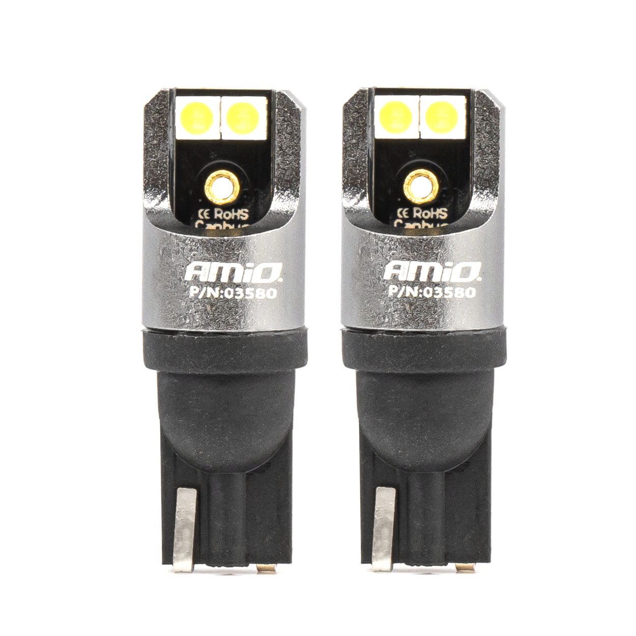 Żarówki LED FULL CANBUS PRO T10 W5W 4x3030 SMD białe 12V 24V AMIO-03580