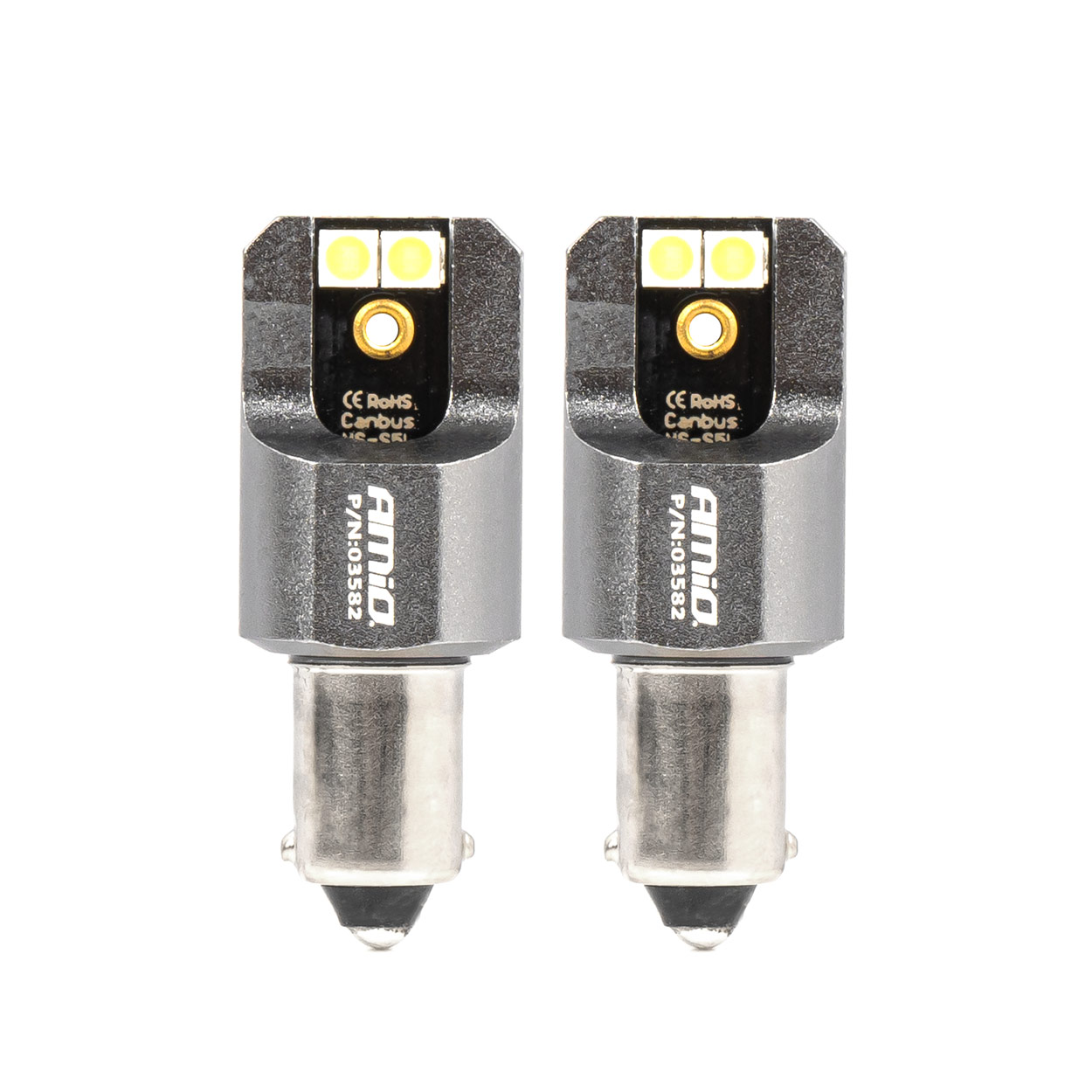 Żarówki LED FULL CANBUS PRO T4W BA9S 4x3030 SMD White 12V 24V AMIO-03582