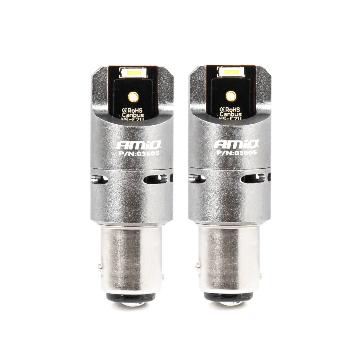 Żarówki LED FULL CANBUS PRO P21/5W 2x1860 SMD białe 12V 24V AMIO-03605