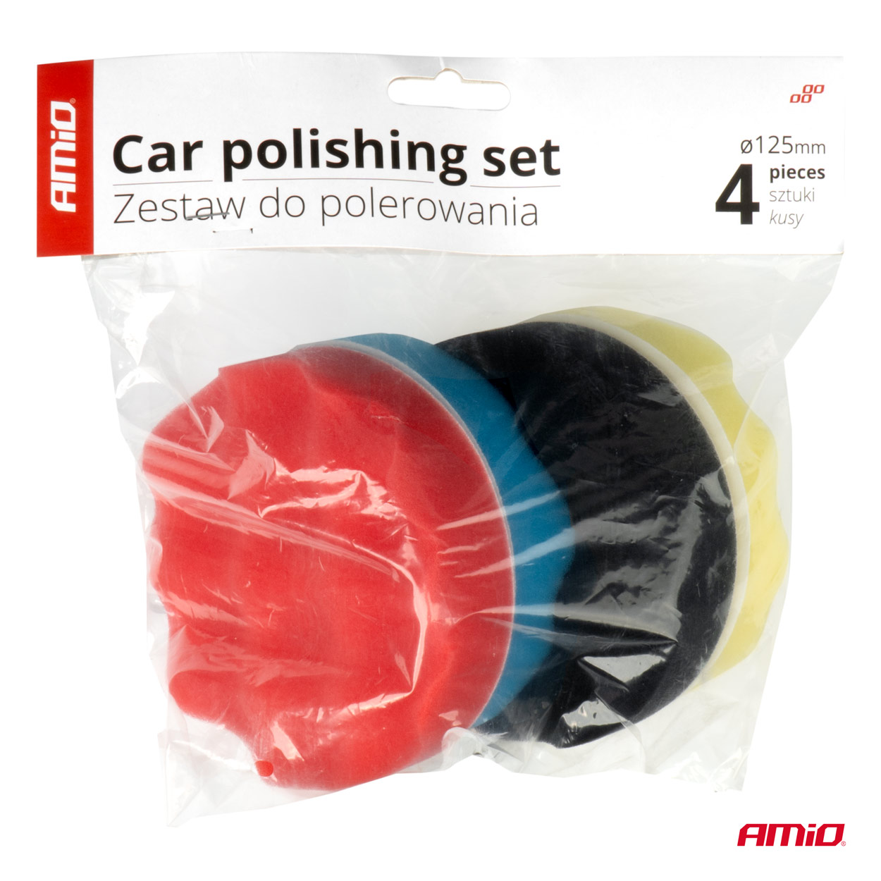 Zestaw do polerowania gąbki polerskie na rzep 4 szt. 125 mm AMIO-03710