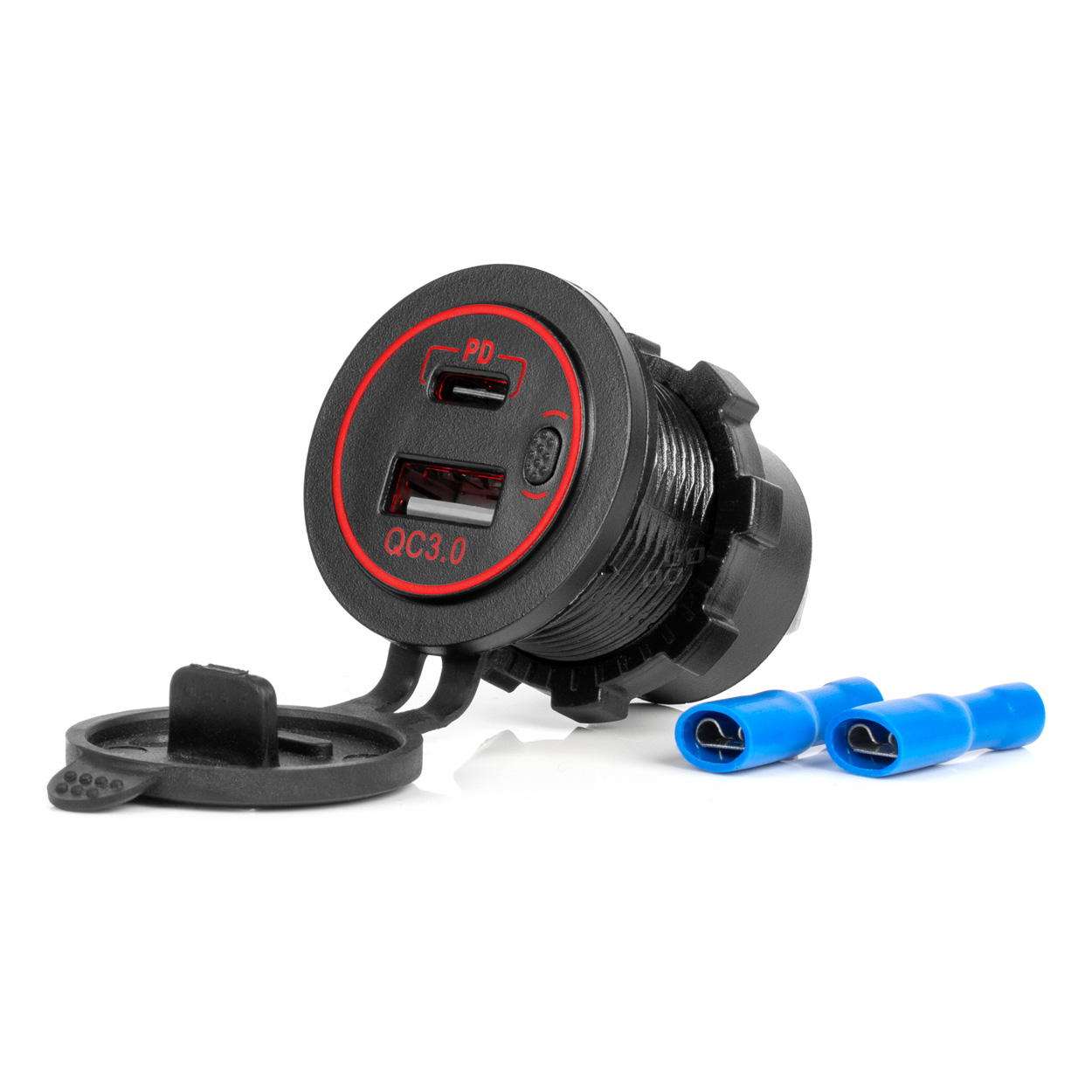 Ładowarka samochodowa z gniazdami USB wodoodporna USB + USB-C QC3.0 12V 24V AMIO