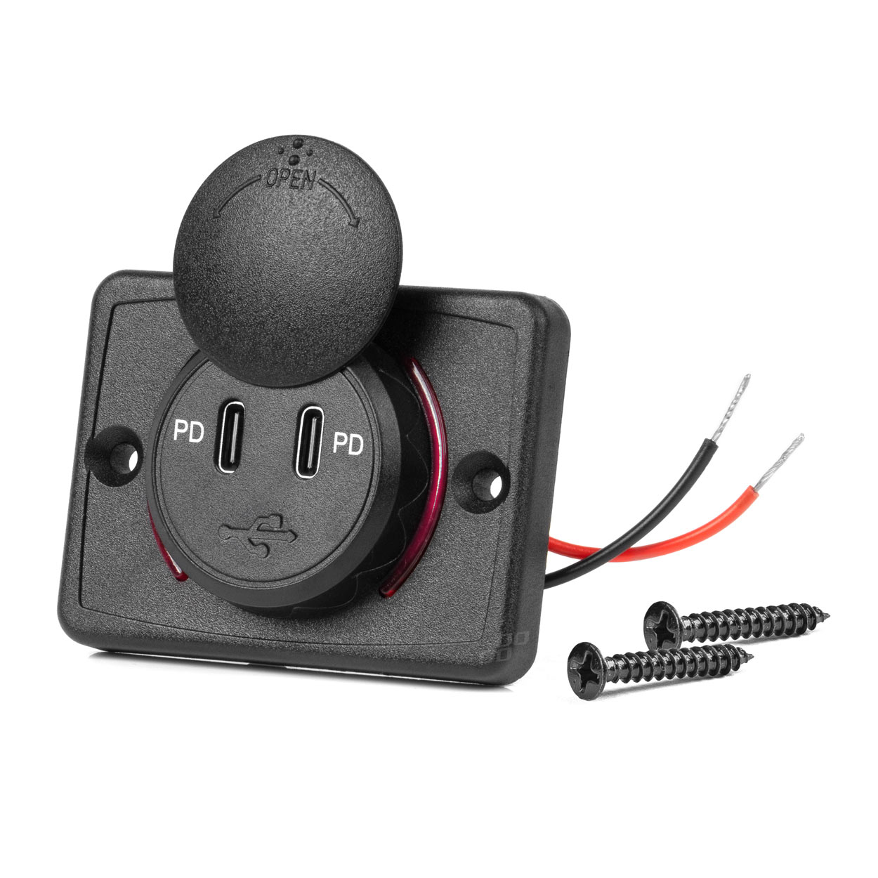 Ładowarka samochodowa z gniazdami USB wodoodporna kwadratowa 2x USB-C 12V 24V AM