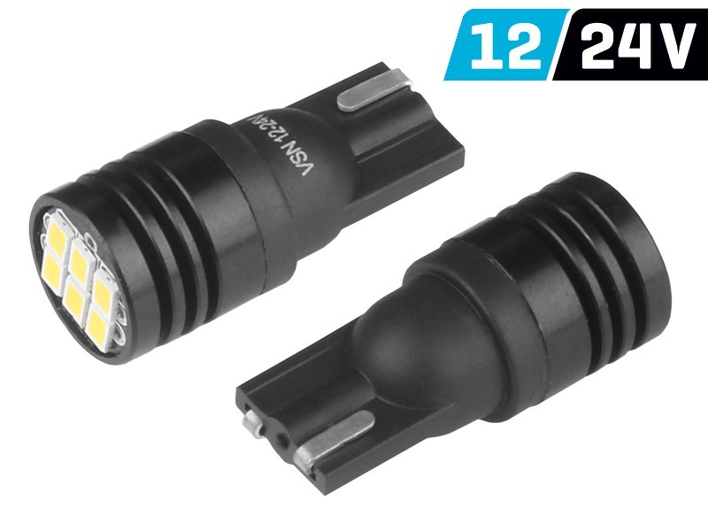 Żarówka VISION W5W (T10) 12/24V 6x 3020 SMD Ultra Bright LED, nonpolar, biała, 2