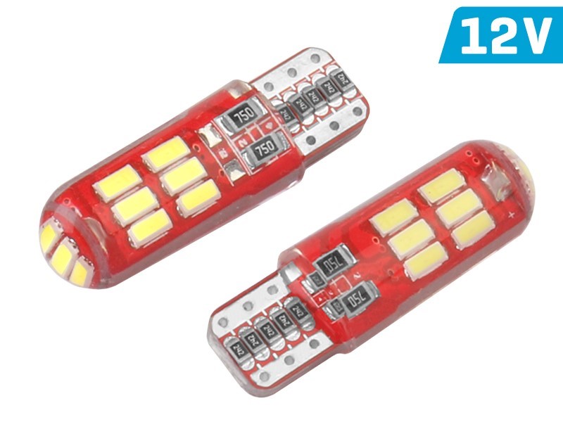 Żarówka VISION W5W (T10) 12V 15x 3014 SMD LED, CANBUS, silikonowa oprawka, biała