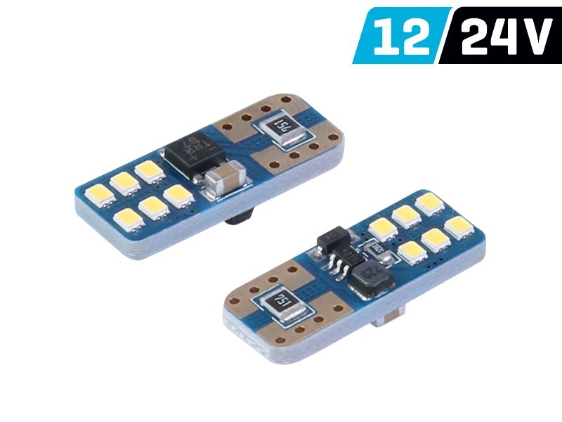 Żarówka VISION W5W (T10) 12/24V 12x 2016 SMD LED, nonpolar, CANBUS, biała, 2 szt
