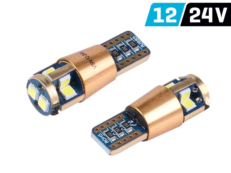 Żarówka VISION W5W (T10) 12/24V 10x 3030 SMD LED, nonpolar, CANBUS, biała, 2 szt