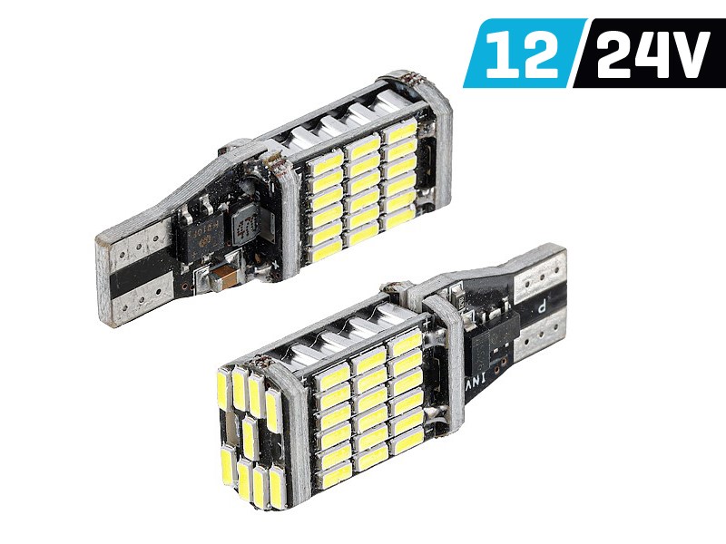 Żarówka VISION W16W (T15) 12/24V 45x 4014 SMD LED, nonpolar, CANBUS, biała, 2 sz