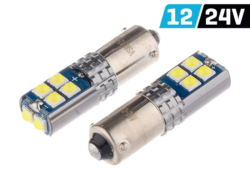 Żarówka VISION H6W BAX9s 12/24V 10x 3030 SMD LED, nonpolar, CANBUS, biała, 2 szt
