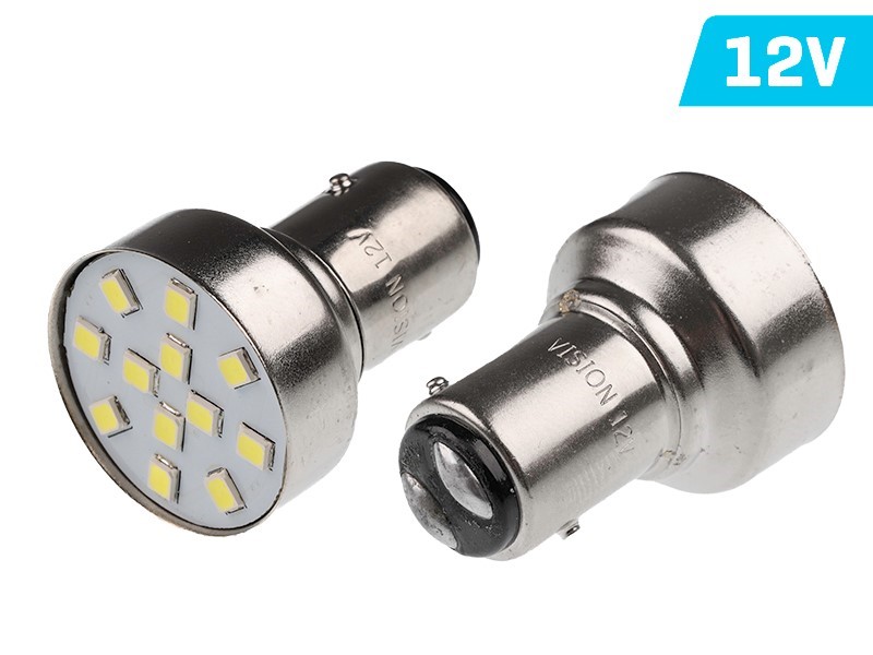 Żarówka VISION P21/5W BAY15d 12V 12x 5mm LED, biała, 2 szt.