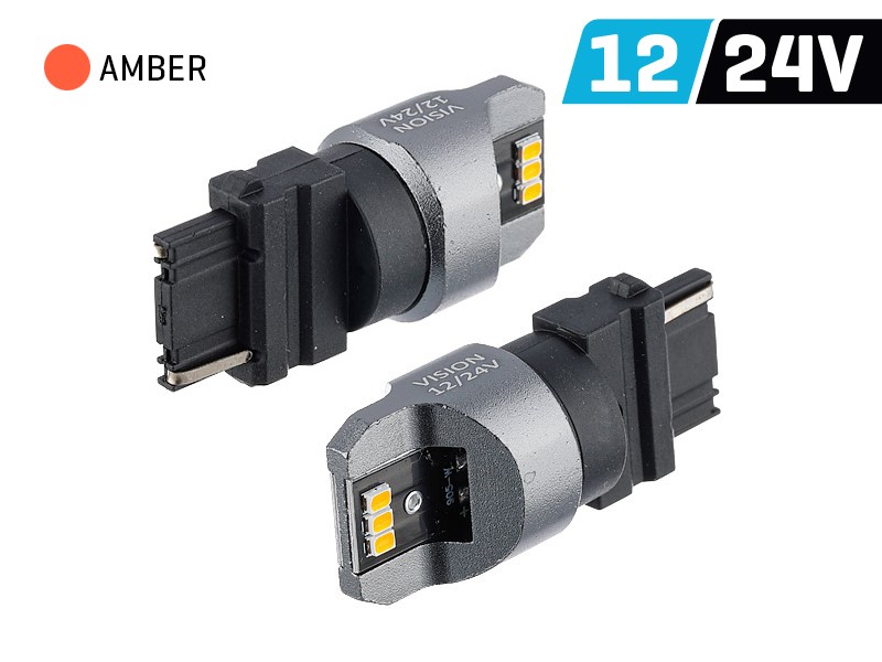 Żarówka VISION PY27W (T25) 12/24V 6x 3020 SMD LED, nonpolar, CANBUS, pomarańczow