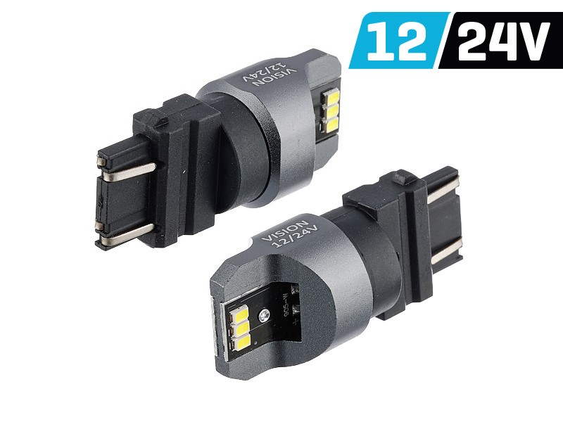 Żarówka VISION P27/7W (T25) 12/24V 6x 3020 SMD LED, nonpolar, CANBUS, biała, 2 s