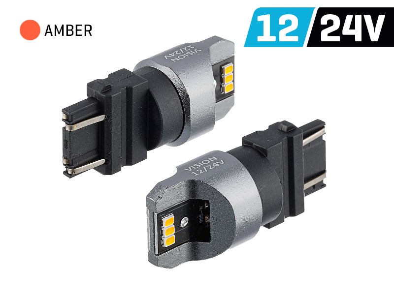 Żarówka VISION PY27/7W (T25) 12/24V 6x 3020 SMD LED, nonpolar, CANBUS, pomarańcz