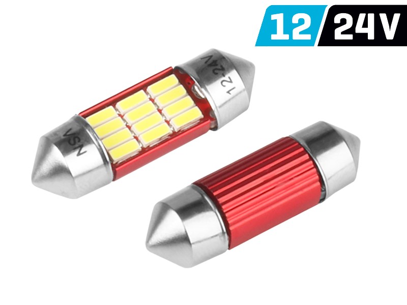 Żarówka VISION Festoon SV8.5 31mm 12/24V 12x 4014 SMD LED, nonpolar, CANBUS, bia