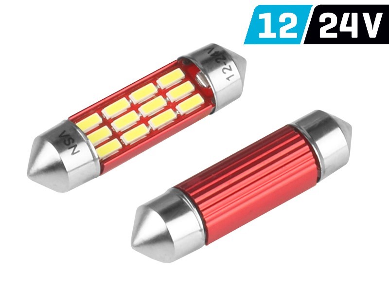 Żarówka VISION Festoon SV8.5 36mm 12/24V 12x 4014 SMD LED, nonpolar, CANBUS, bia