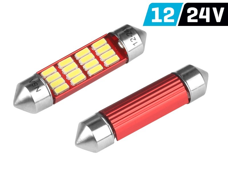Żarówka VISION Festoon SV8.5 39mm 12/24V 12x 4014 SMD LED, nonpolar, CANBUS, bia