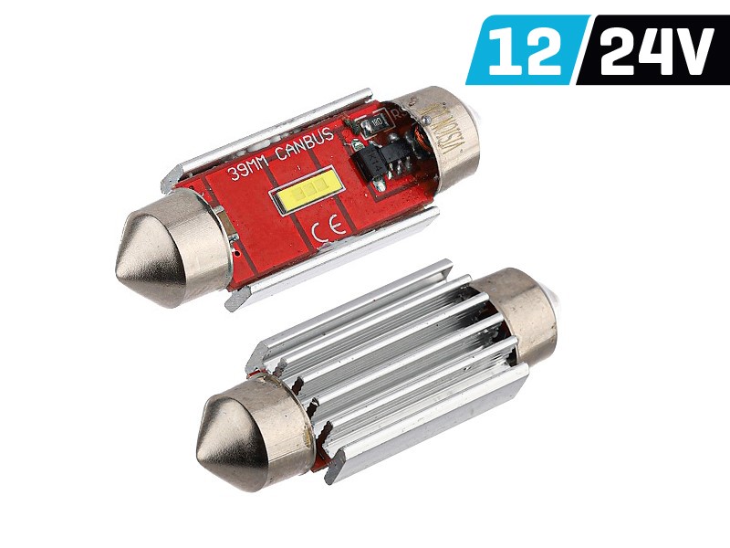 Żarówka VISION Festoon SV8.5 39mm 12/24V 1x 1860 SMD LED, nonpolar, CANBUS, biał