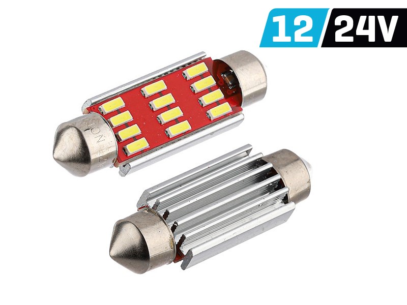Żarówka VISION Festoon SV8.5 41mm 12/24V 12x 4014 SMD LED, CANBUS, biała, 2 szt.