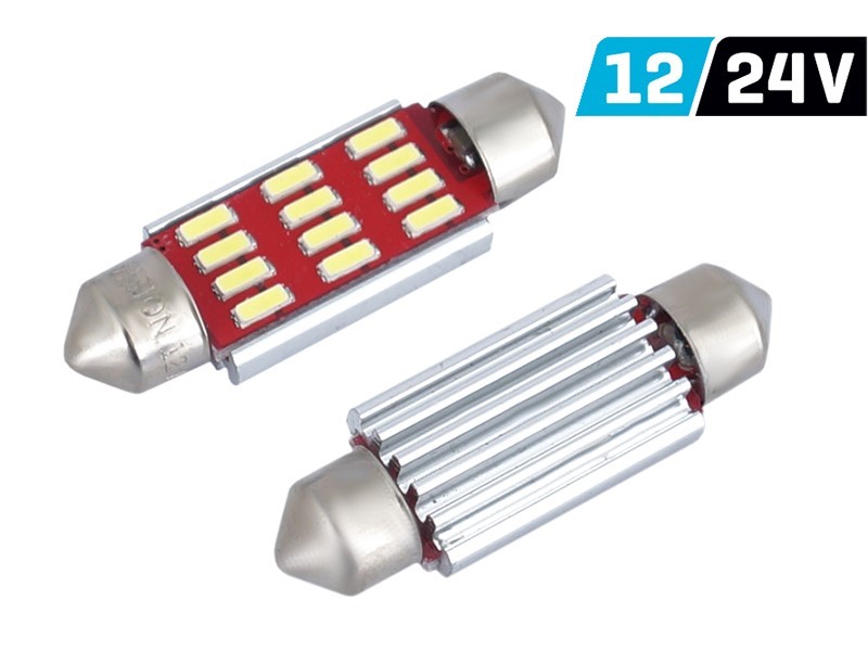 Żarówka VISION Festoon SV8.5 39mm 12/24V 12x 4014 SMD LED, CANBUS, biała, 2 szt.