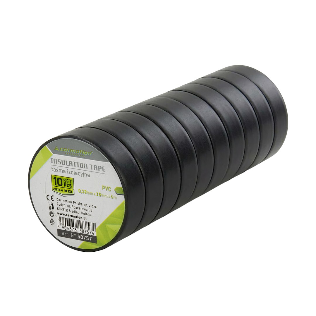 Taśmy izolacyjne PVC 0,13 mm x 15 mm x 5 m, czarne, 10 szt.