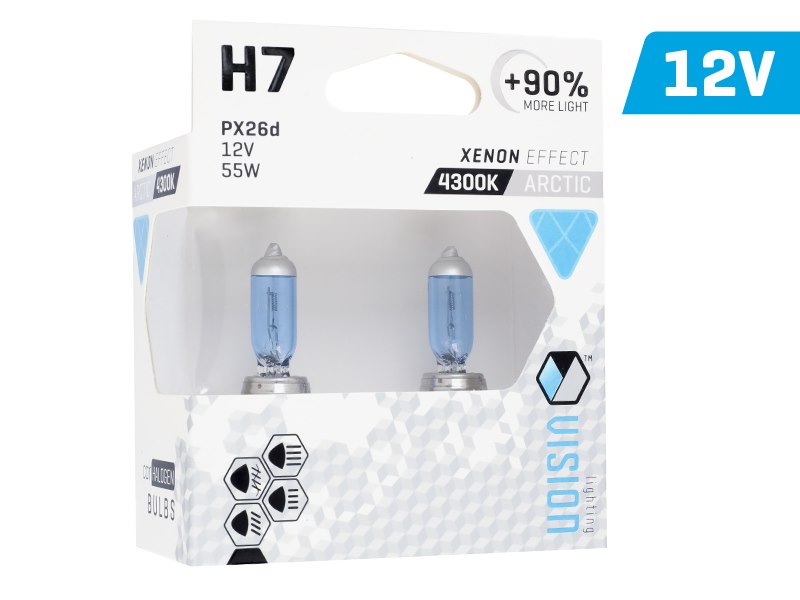Żarówki VISION arctic white H7 12V 55W PX26d U E4 +90%, 2 szt.