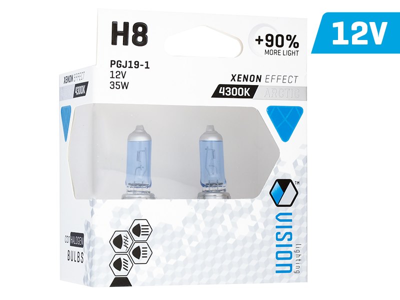 Żarówki VISION arctic white H8 12V 35W PGJ19-1 U E4 +90%, 2 szt.