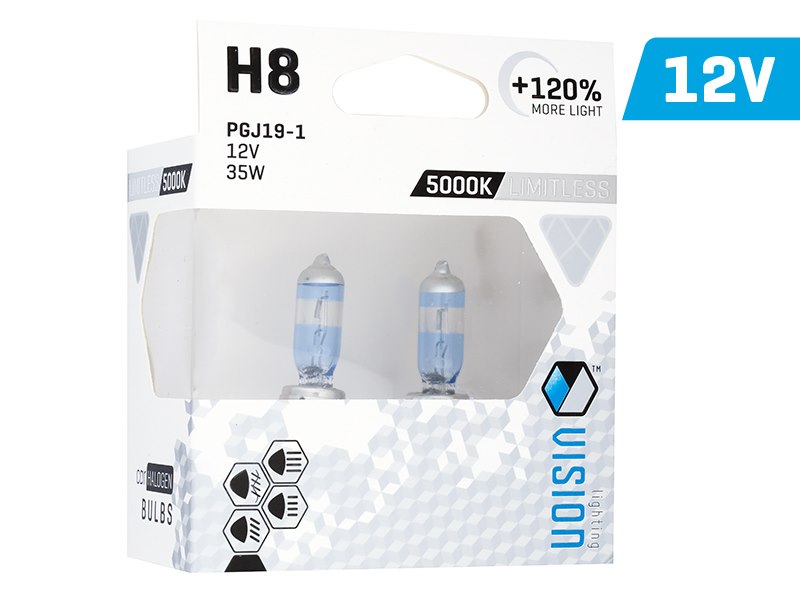 Żarówki VISION limitless white H8 12V 35W PGJ19-1 U E4 +120%, 2 szt.