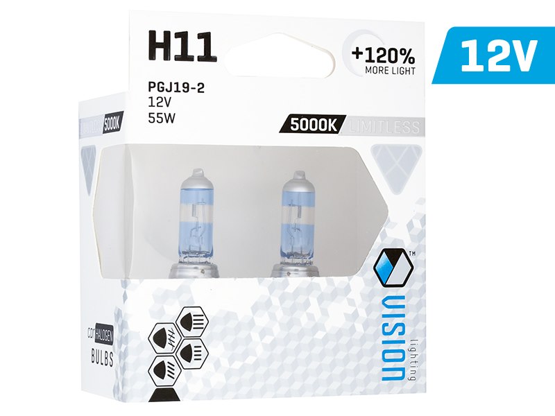 Żarówki VISION limitless white H11 12V 55W PGJ19-2 U E4 +120%, 2 szt.