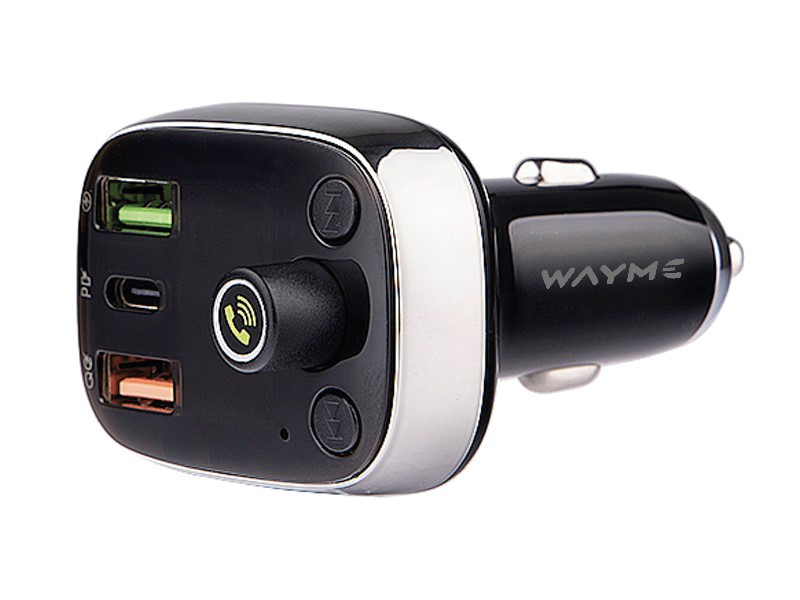 WAYME Transmiter FM 12/24V z USB-C PD, QC4.0+, Auto-ID, woltomierzem i HandsFree