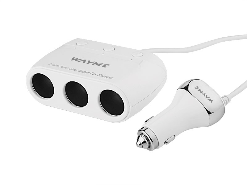 WAYME Rozgałęziacz zapalniczki 12/24V potrójny z włącznikami + 2x USB QC3.0 + 2x