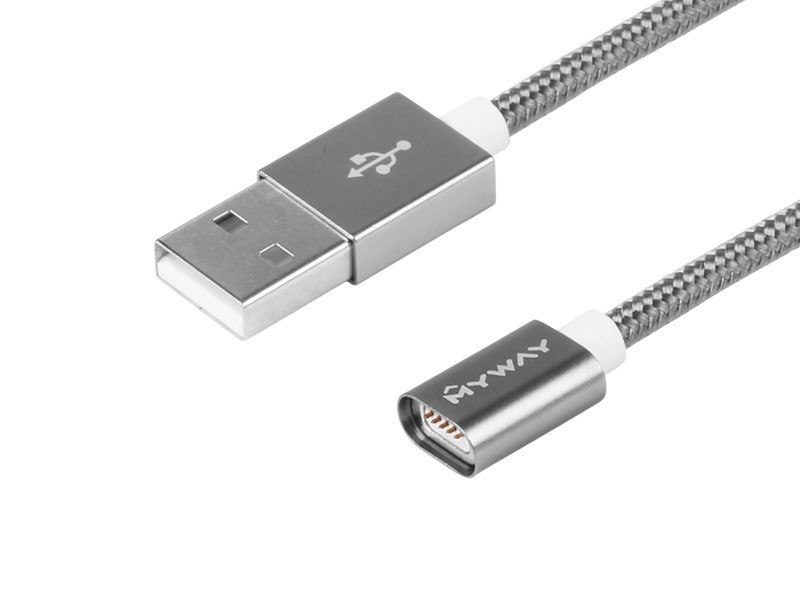 Kabel do ładowania i synchronizacji, w oplocie nylonowym, 120 cm, USB > magnes n
