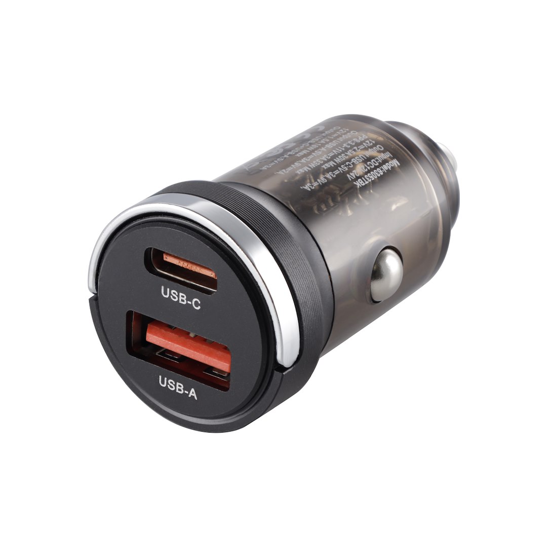 WAYME Ładowarka 12/24V, USB 18W + USB-C PD 33W, z pierścieniem, przezroczysta cz