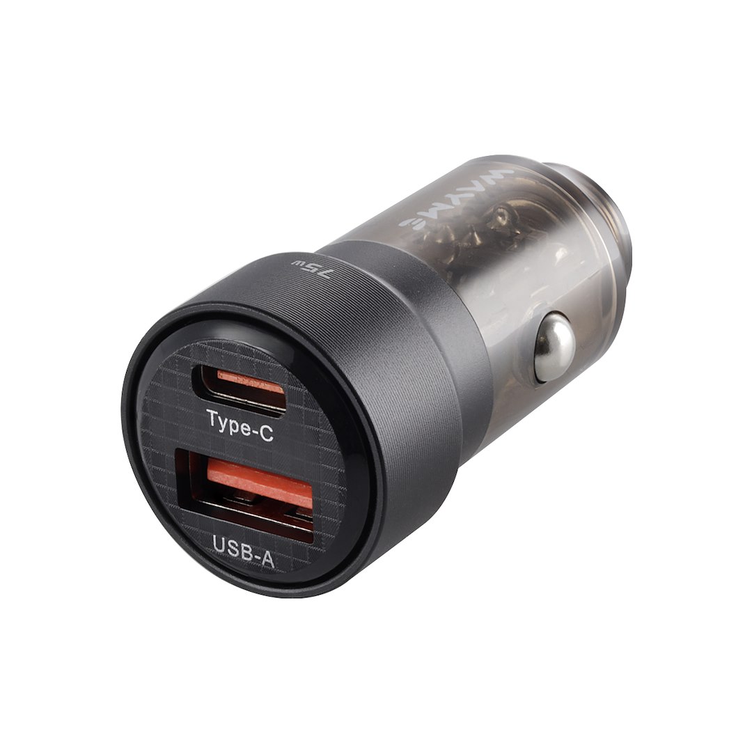 WAYME Ładowarka 12/24V, USB 30W + USB-C PD 45W, przezroczysta czarna