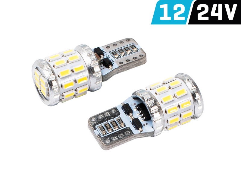 Żarówka VISION W5W (T10) 12/24V 24x 3030 SMD LED, CANBUS, biała, 2 szt.