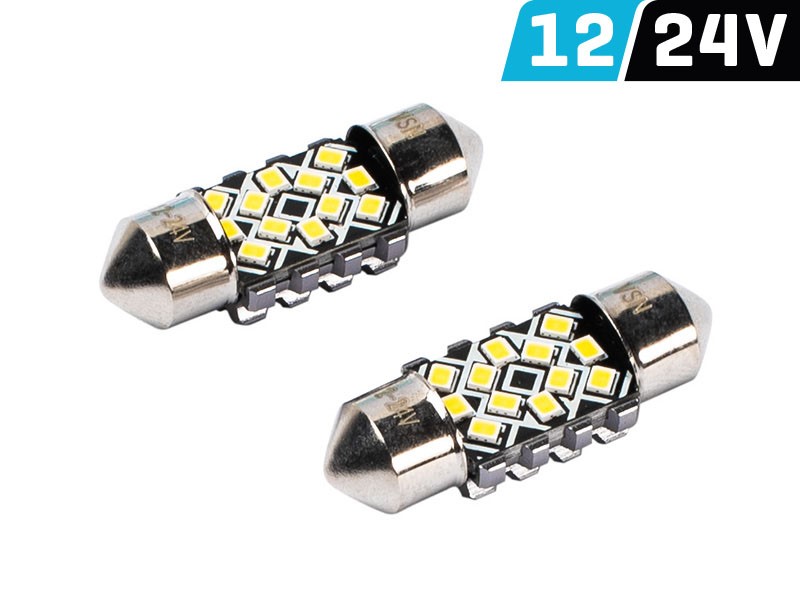Żarówka VISION Festoon SV8.5 31 mm 12/24V 12x 2016 SMD LED, CANBUS, biała, 2 szt