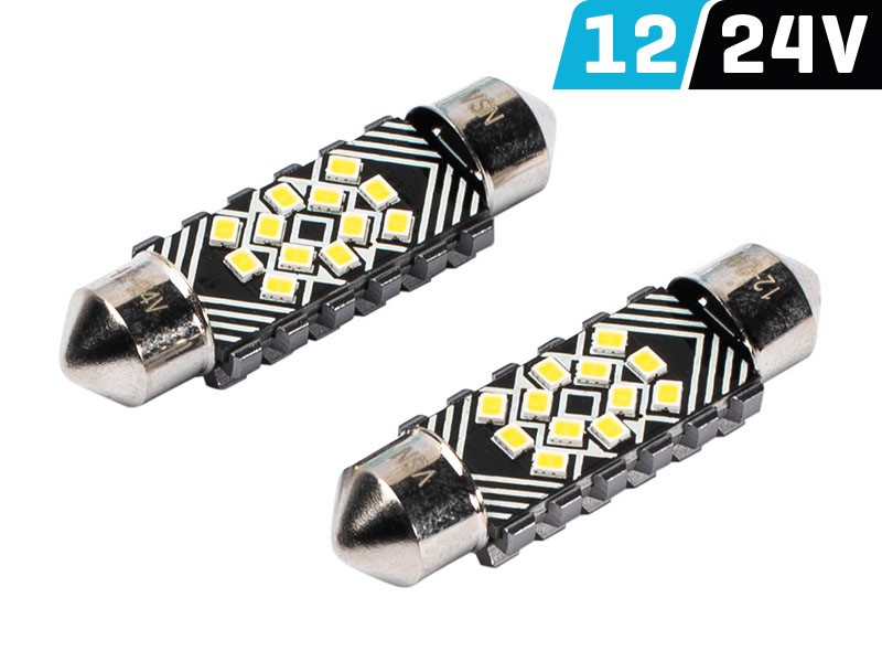 Żarówka VISION Festoon SV8.5 39 mm 12/24V 12x 2016 SMD LED, CANBUS, biała, 2 szt