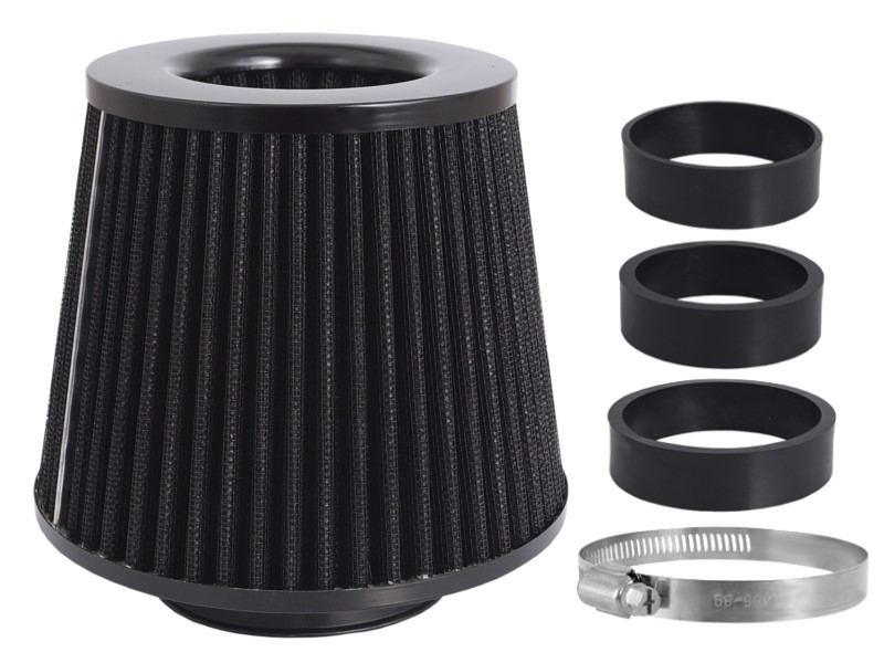 Filtr powietrza stożkowy 155x130x120 mm, czarny, adaptery: 60, 63, 70 mm