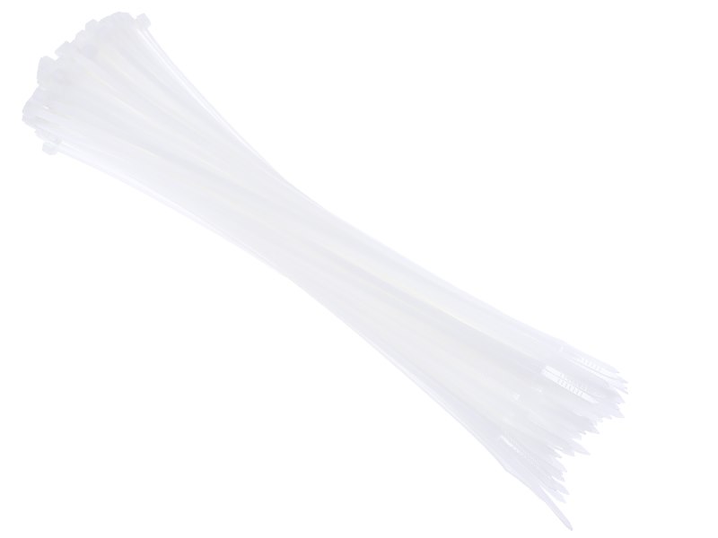 Opaski kablowe nylonowe 300x3,6 mm, białe, 100 szt.