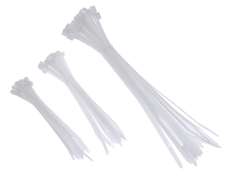Opaski kablowe nylonowe 100x2,5 mm, 120x2,5 mm, 200x5 mm, białe, 75 szt.