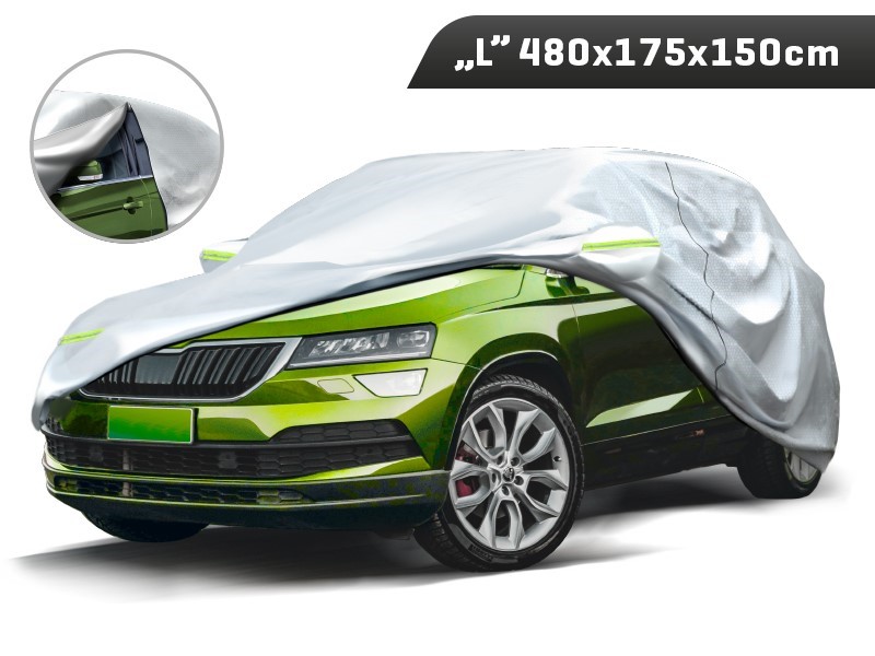 Pokrowiec na SUV "L" 480x175x150 cm, 3-warstwy, odblaski, suwak przy drzwiach