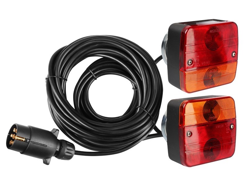 Zestaw lamp tylnych na magnes, przewód 7,5 m z wtyczką 7 PIN