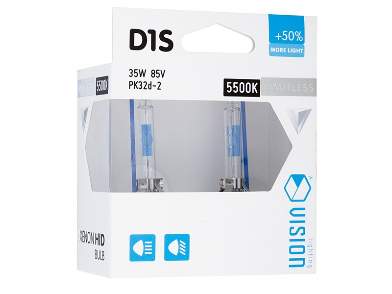 Żarówki ksenonowe VISION D1S 5500K 85V 35W PK32d-2 +50% Limitless White, 2 szt.