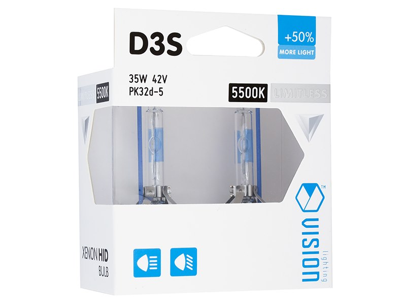 Żarówki ksenonowe VISION D3S 5500K 42V 35W PK32d-5 +50% Limitless White, 2 szt.