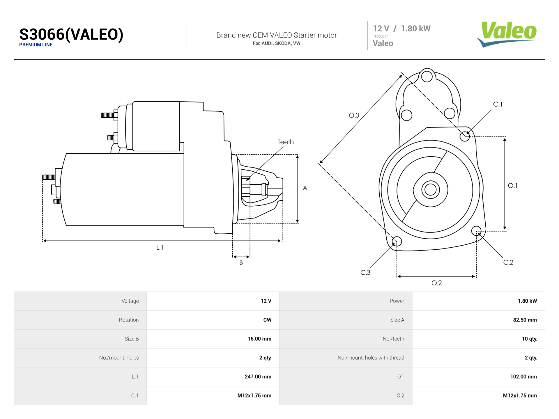 Rozruszniki S3066(VALEO)