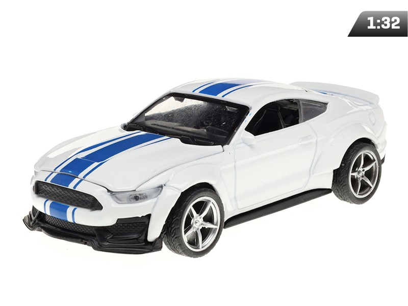 Ford Mustang, biały (niebieskie pasy) CRASH CAR (A02400B)