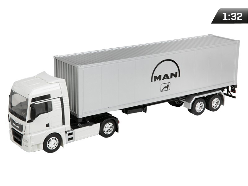 Model 1:32, MAN TGX, ciągnik biały - naczepa srebrna